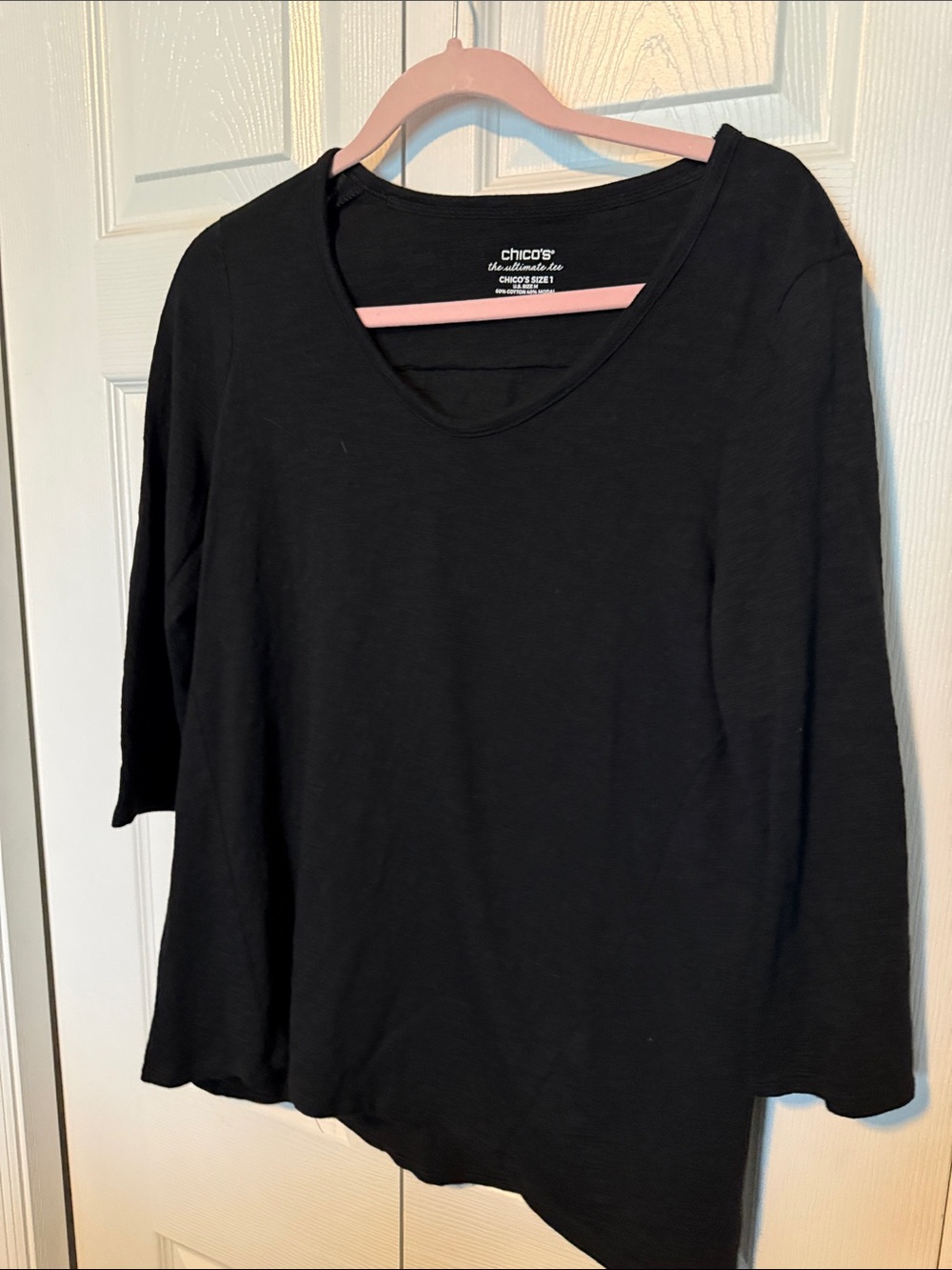 Chico's Black Scoop Neck Long Sleeve Tee